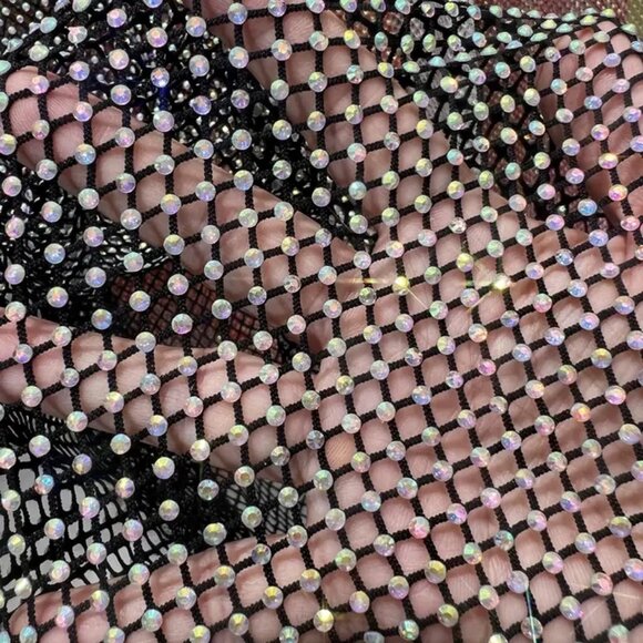 Adjustable Diamante Crystal Rhinestone Mesh Arm Sleeves โ Festival/Party 18 x 4" - Picture 4 of 4